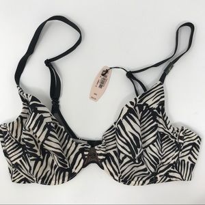 Victoria’s Secret Black Print Fabulous Demi Bra Size 32D NWT